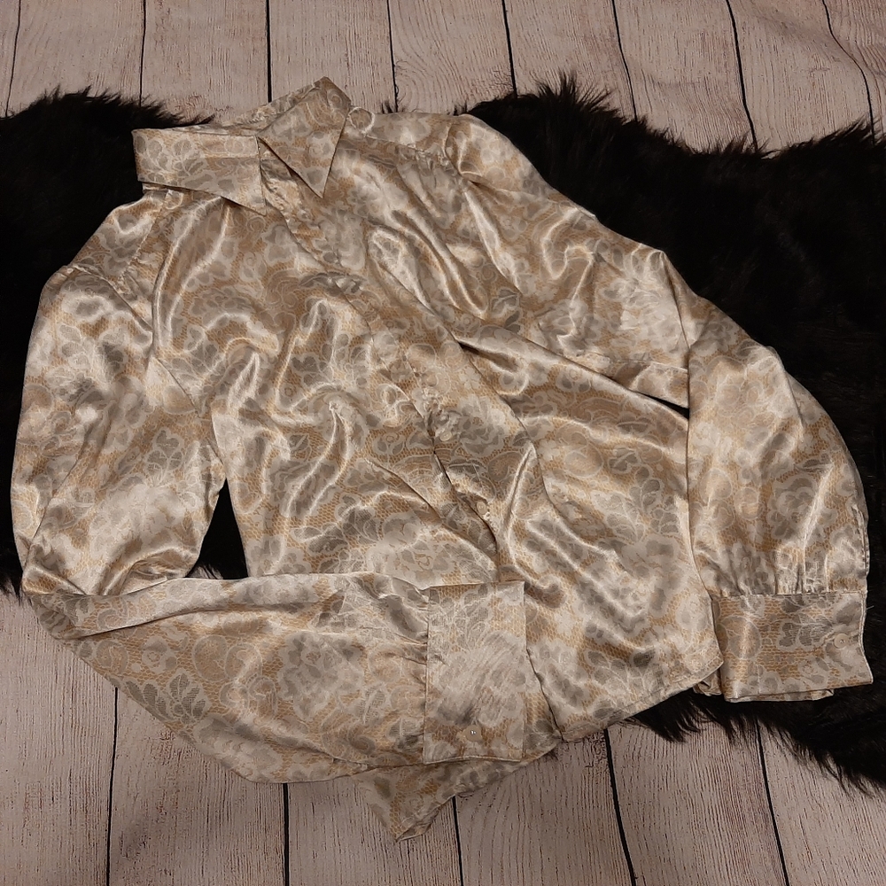 Apostrophe Gray, white and gold long sleeve blouse - Picture 8 of 14